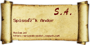 Spissák Andor névjegykártya